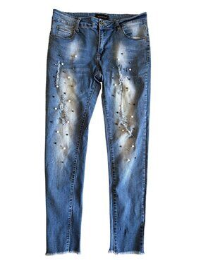 The Style Between Us Skinny Distressed Jeans with Beads Size 9